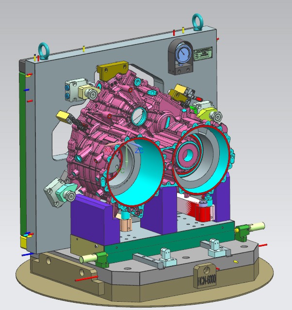 新能源双电机壳体卧加液压夹具